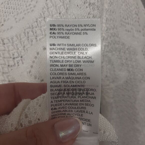 White House Black Market Pointelle Stitch 3/4 Sleeve Sweater Womens Sz S White - Picture 4 of 9